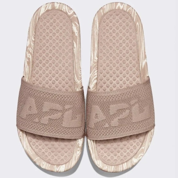 APL Shoes - APL Big Logo TechLoom Knit Sport Slide Almond/Creme/Marble Women's 10 EU 41 New